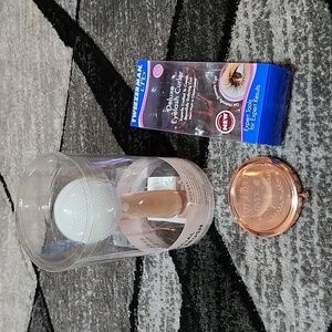 ROSE GOLD COMPACT MIRROR FACIAL CLEANSING BRUSH DELUXE EYELASH CURIER BUNDLE